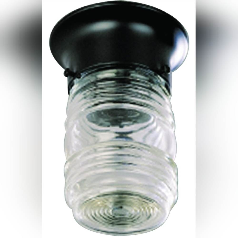 1-Light Black Flush Mount Ceiling Fixture Traditional Metal